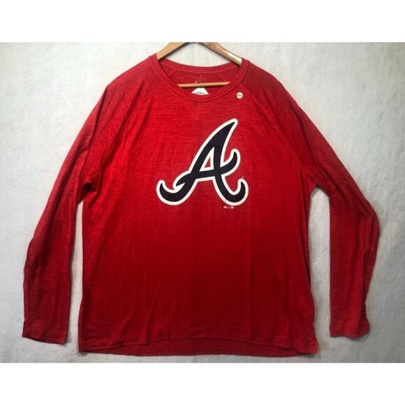 Atlanta Braves Long Sleeve Shirt MLB Baseball Logo Red Adult Size Small S NWT - Picture 1 of 8